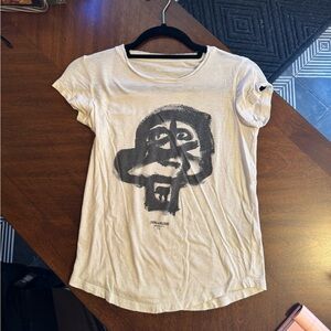 Beige Graphic Print Women's Top